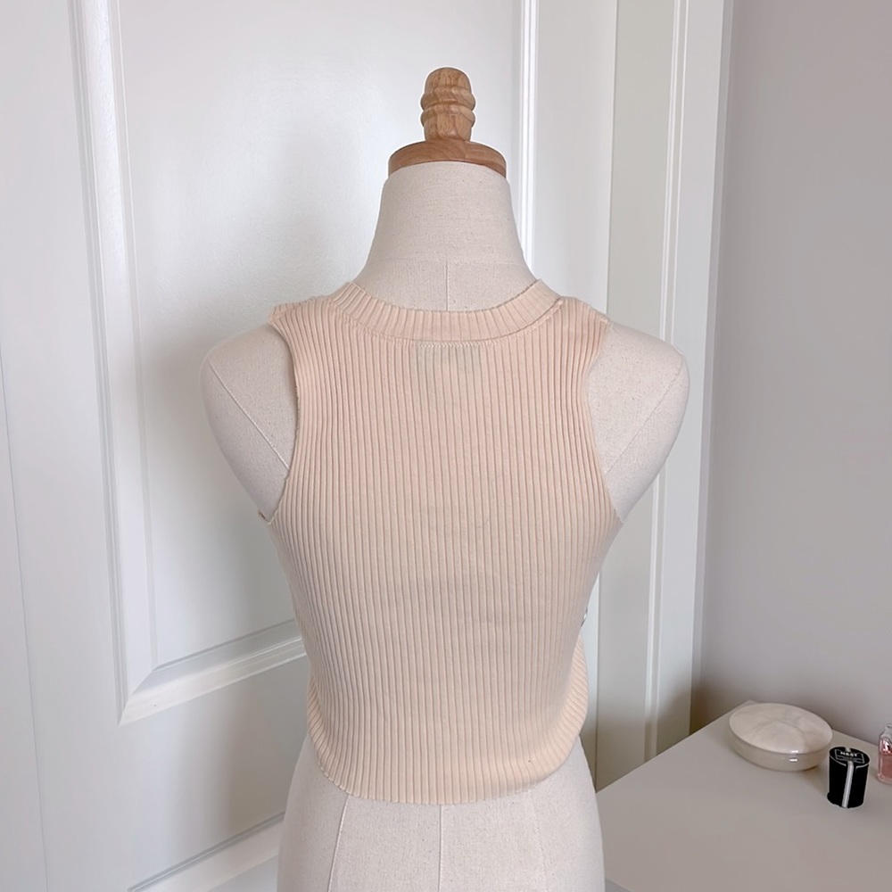 TOPSHOP | Ribbed Tank - Cream | Size: 4 - Picture 4 of 6